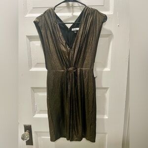Halston Heritage Gold Mini Cocktail Dress, XS